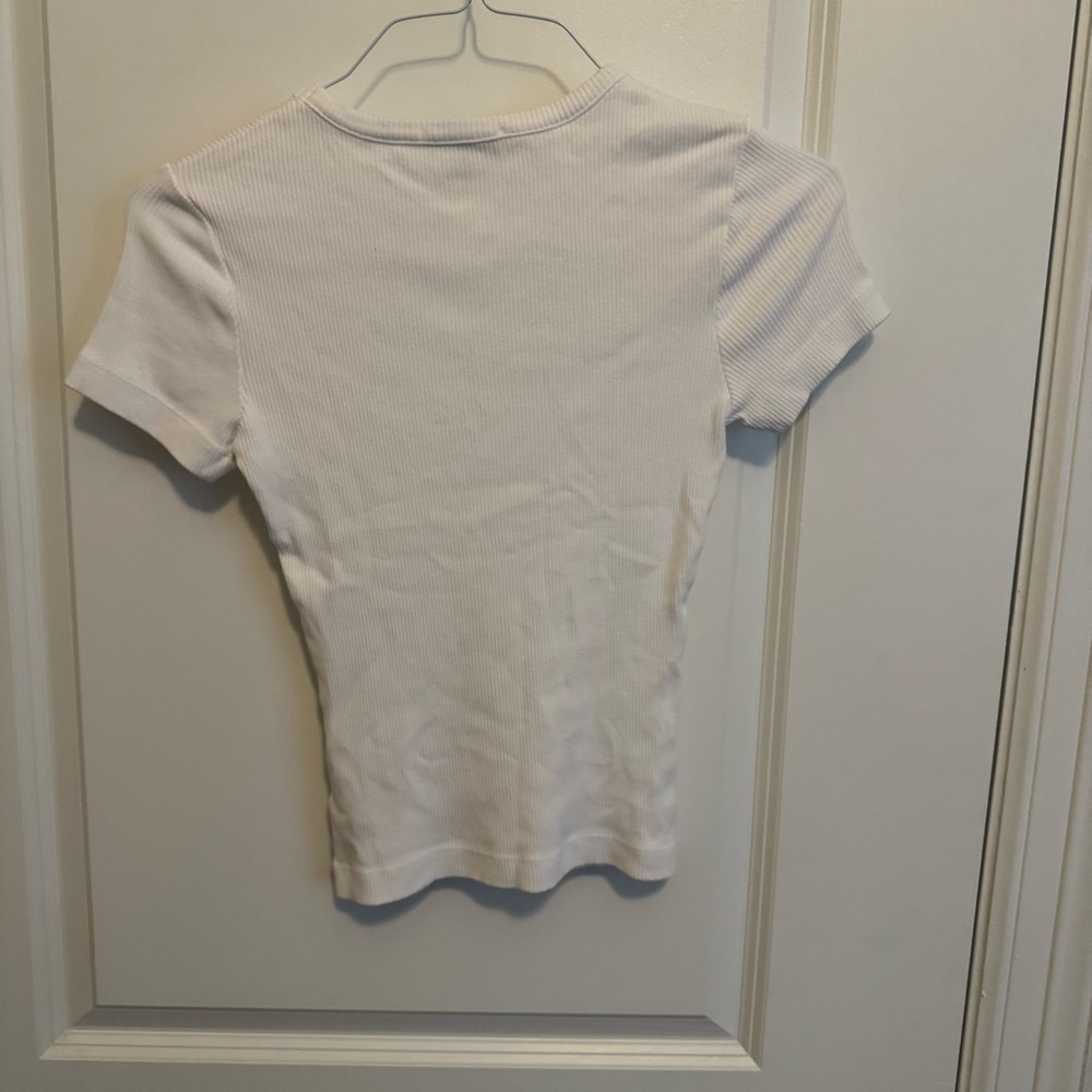 Agolde White Ribbed Pocket Tee - Picture 4 of 4